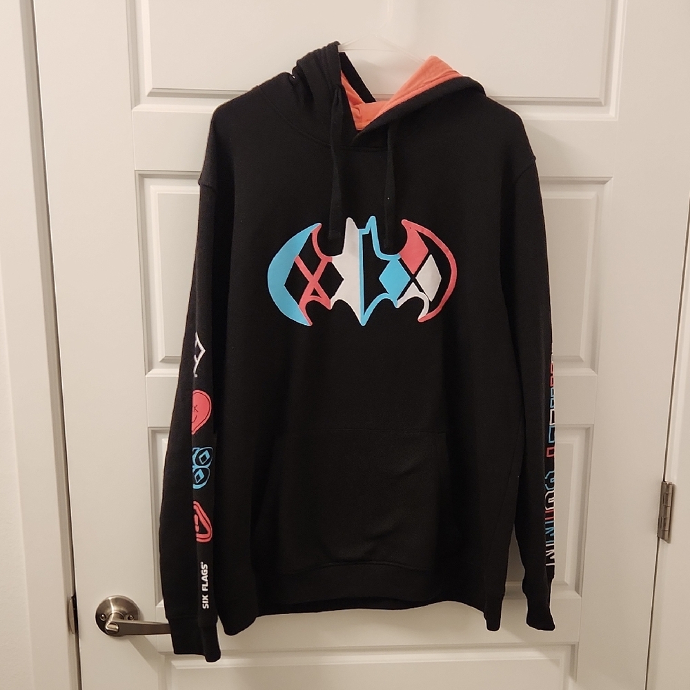 Six Flags Harly Quinn Black Graphic Hoodie
